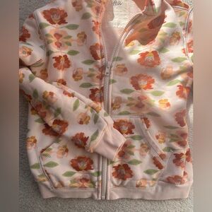 Tea Collection peach floral zipper hoodie with pockets